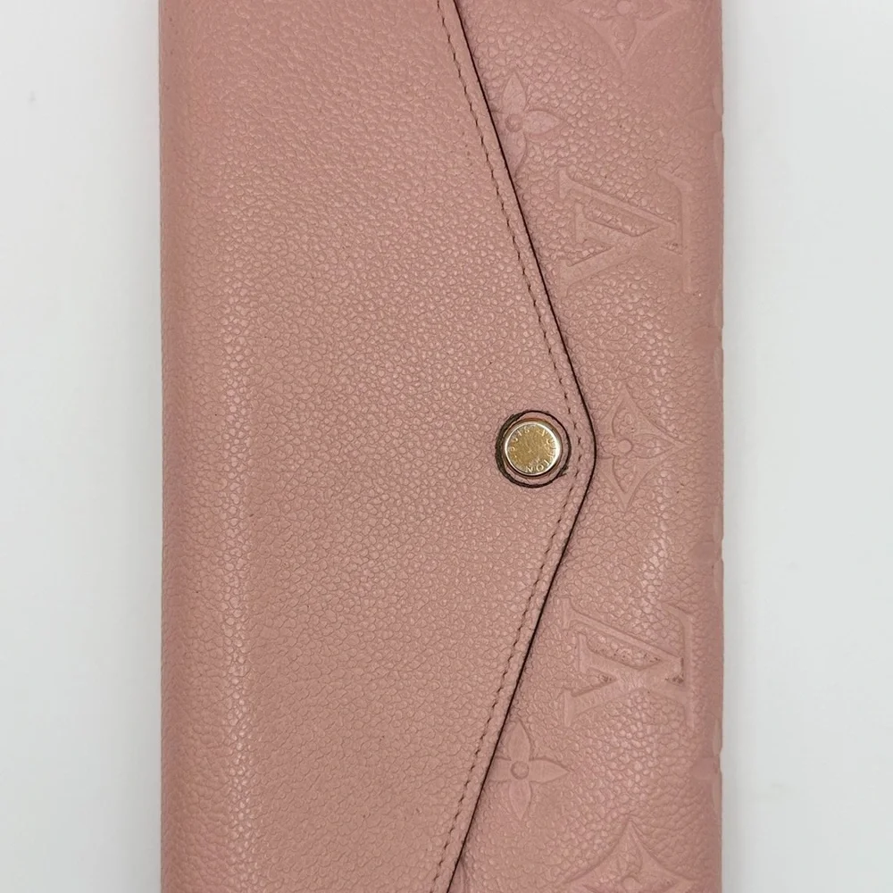 Louis Vuitton Poudre Empriente Sarah Wallet w/ Chain Blush Pink - Picture 2 of 16
